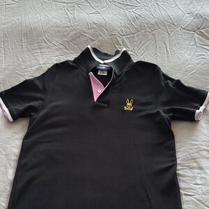 Psycho Bunny Black Polo with Pink and Gold Details